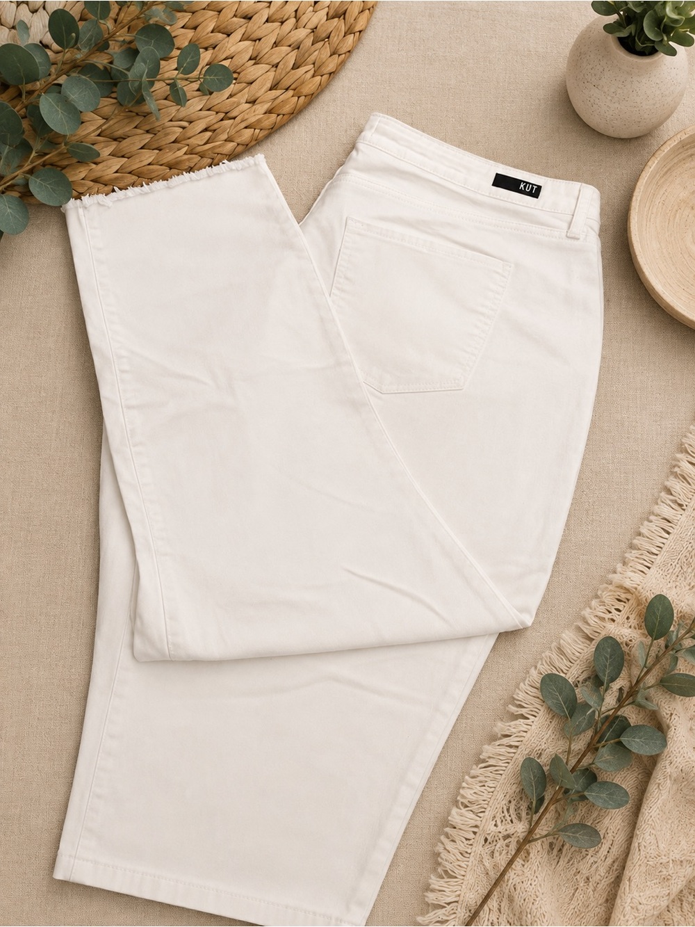 KUT from the Kloth Reese High Rise Ankle Straight Jeans White 20W
